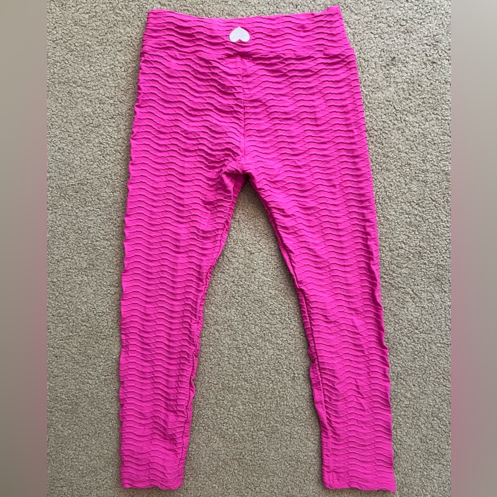 Booty by Brabants Pink Textured Leggings High Waist